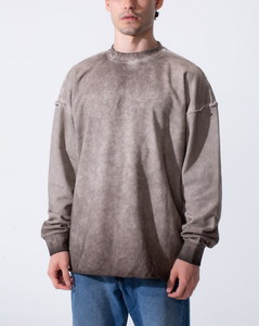 Sweat-shirt Homme Personnalisé avec Logo OEM, Lavage Acide/Stone Washed, Coupe Oversize, 100% Coton Épais 380 GSM, Molleton Tricoté - Product Image 2