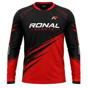 RONAL <b>Men's</b> <b>Long</b> <b>Sleeve</b> <b>Cycling</b> <b>Jersey</b> Full <b>Sleeve</b> Quick Dry Sport Shirt Red Black Sublimation Print Motorcycle Racing Wear - Product Image 1