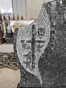 <span class=keywords><strong>Irlande</strong></span> Styles bleu perle granit personnalisé sculpté fleur croix pierre tombale prix pour mémorial - Product Image 5