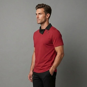 Polo homme 100% coton haute qualité, logo personnalisé par transfert thermique, tissu tricoté, séchage rapide, vêtements décontractés, streetwear. - Product Image 3