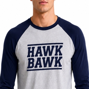 Chemise décontractée à manches longues pour homme, style raglan moderne contrastant, col rond, jersey décontracté en coton, logo imprimé sur le devant, sur mesure - Product Image 6