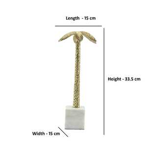 Escultura de Palmera Dorada de 33.5cm de Alto x 15cm de Ancho x 15cm de Largo, Base de Aluminio, Hecha a Mano, Decoración Costera Moderna y Ecológica, Arte para Mesa - Product Image 4