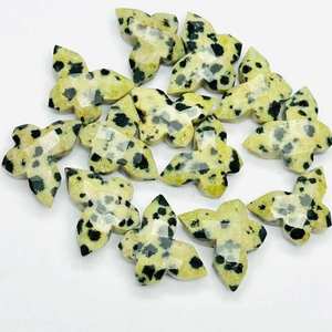 Perles de pierre précieuse Jaspe Dalmatien Papillon, 14 mm, facettées, sculptées à la main, pour bijoux femme, vente en gros, très demandées - Product Image 4