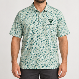 Trackstar <b>Men's</b> Teal <b>Green</b> Pebble Print <b>Polo</b> <b>Shirt</b> Short Sleeve Button Collar Casual Golf <b>Shirt</b> Custom Logo - Product Image 1