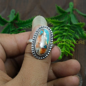 Anillo de Plata de Ley 925 con Gema de Turquesa de Ostra Espinosa Naranja de Alta Calidad, Diseño Hecho a Mano, Anillo de Promesa, Joyería Boho, Regalo - Product Image 4