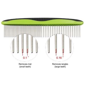 Peigne pour animaux Grip Ease avec dents larges et étroites pour le toilettage - Product Image 4