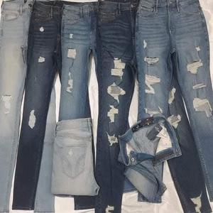Femmes Sexy Casual Terre Lavé Look Détruit Jeans Droite Denim Lavé avec Spandex Overstock Skinny Apparel - Product Image 2
