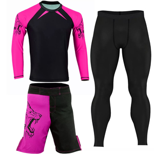 Customized Boxing/Jiu Jitsu <b>Compression</b> Set-Lightweight Stretch Breathable 200GSM Polyester/Spandex T-<b>Shirt</b> Shorts Rash Guard - Product Image 4