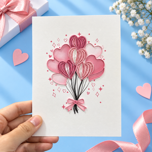 Wholesale Romantic Heart Balloon Quilling Card Custom <b>Handmade</b> Greeting Card With Envelope Artistic Gift <b>Paper</b> Card Manufacturer - Product Image 5