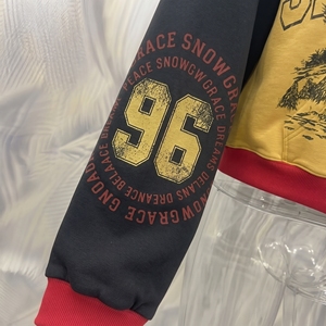 Snowgrace Men's <b>Hooded</b> Zip-Up Sweatshirt Raglan Sleeve French Terry Casual Winter <b>Jacket</b> Black Yellow <b>Red</b> Print Design - Product Image 5