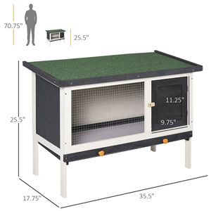 Cage à lapin en bois avec toit ouvrant et plateau coulissant pour petits animaux - Product Image 2