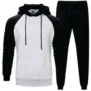 Nouvel ensemble deux pièces sur mesure : sweat à capuche et pantalon de survêtement à motif uni 100 % coton, avec logo personnalisé, pour homme - Product Image 3