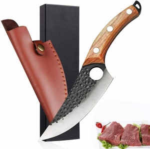 Custom Logo Professional Kitchen Steak Chef <b>Knife</b> <b>Set</b> High Quality 2 Pcs Carbon Steel Forged Fixed <b>Sharp</b> Blades Rose Wood Handle - Product Image 2