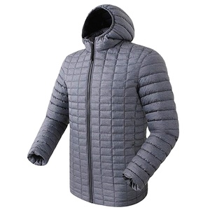 Veste d'hiver coupe-vent pour hommes noire à bulles chauffante 100% Nylon col montant rembourré à capuche réversible imperméable écologique - Product Image 2