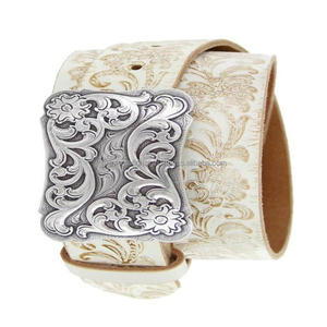 Cinturón de herramientas manuales de cuero occidental genuino de grano completo 100%, cinturón de vaquero de cuero con acabado crema personalizado resistente, hebilla elegante - Product Image 1