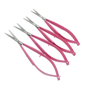 Professional 4.5" Dark Pink Micro Scissors Eye Brow <b>Nail</b> Beauty Extra Sharp Straight Stainless Steel Spring Action Customized - Product Image 4