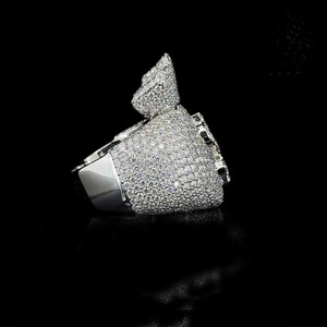 Iced Out Dollar Style Engagement <b>Ring</b> 925 Sterling <b>Silver</b> Gold Plated Unisex <b>Statement</b> Hiphop Engagement <b>Ring</b> for Men's Gifts - Product Image 4