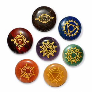 Wholesale Custom <b>Crystals</b> Bohemian 7 <b>Chakra</b> Stones Sanskrit Symbol Engraved <b>Chakra</b> <b>Set</b> Buy <b>Chakra</b> <b>Set</b> - Product Image 1