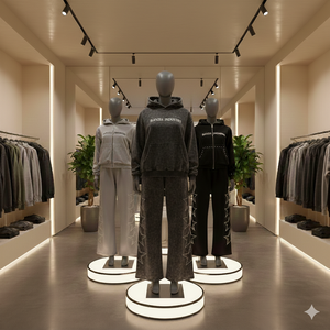 Sudadera con capucha y pantalones deportivos Ranzia personalizados de talla grande, ecológicos, con pedrería, cremallera completa, bordado desgastado y parches - Product Image 6