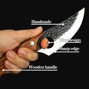 Custom Logo Professional Kitchen Steak Chef <b>Knife</b> <b>Set</b> High Quality 2 Pcs Carbon Steel Forged Fixed <b>Sharp</b> Blades Rose Wood Handle - Product Image 5