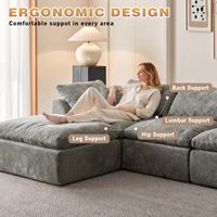 Grand canapé-lit confortable en forme de L, 3 places, canapé modulaire en tissu chenille, assise profonde, avec chaise longue