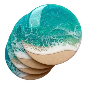 Ensemble de sous-verres en bois de résine époxy Cadeau de pendaison de crémaillère pour nouvelle maison Sous-verres de bar de style moderne créatif Produits de Offre Spéciale - Product Image 1