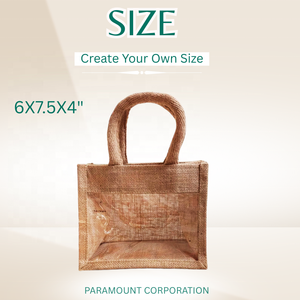 Wholesale Eco-Friendly Lady Bohemian Fashionable Reusable Jute <b>Gift</b> Tote Bag with PVC Window Zipper for 6-Bottle Carrier - Product Image 3