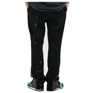 Men's <b>Black</b> Flare <b>Pants</b> Elastic Waist Drawstring Closure Casual Winter Breathable Quick Dry Midweight 100% Cotton Knitted - Product Image 2