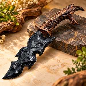 Couteau Athame en Obsidienne Noire Fait Main avec Manche Sculpté Dragon, Couteau Rituel Gothique pour la Sorcellerie - Product Image 6