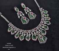 Ensemble collier et boucles d'oreilles en zircon cubique vert rubis 1105, laiton plaqué rhodium, cadeau de mariage de luxe pour femmes, bijoux