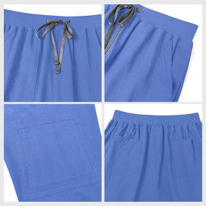 Comfortable V-Neck <b>Scrub</b> Suit Woven Cotton Polyester Moisture-Wicking Unisex Hospital Uniform With Custom Logo Embroidery - Product Image 3