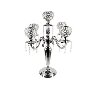 Candelabro de metal y cristal con diseño atractivo, portavelas para bodas, fiestas y compromisos, candelabro decorativo. - Product Image 1