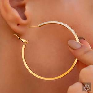 Prao ห่วงคริสตัลขนาดใหญ่ต่างหูแฟชั่นที่สะดุดตา - Product Image 1