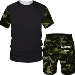 Ensembles personnalisés de haute qualité pour hommes : T-shirt et short décontractés en tissu tricoté respirant pour l'extérieur - Product Image 1