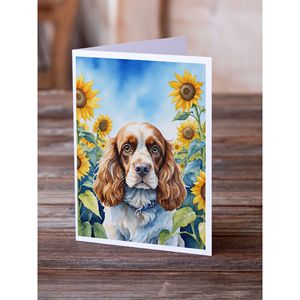 Cocker Spaniel dans les tournesols fantaisistes A7 cartes de voeux vierges paquet de 8 avec enveloppes taille de note 5x7 - Product Image 2