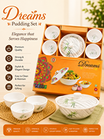 Service de table de luxe 7 pièces en mélamine P.M. Imperia, blanc, motif floral, assiettes, bols, cuillères, boîte, facile à nettoyer, cadeau de déménagement, pour la maison