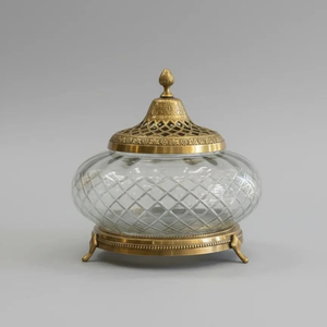 Premium <b>Decorative</b> Handmade Gold Rim Glass Bowl <b>Elephant</b> Base Antique Finish Stand Fruits Snacks Serving Centerpiece Weddings - Product Image 2