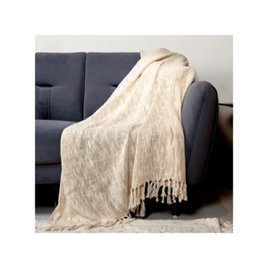Manta Decorativa Texturizada de Color Morado para Sofá o Silla, Diseño Suave Tejido con Borde de Flecos, Decoración para el Hogar, Tamaño y Color Personalizables, OEM ODM - Product Image 4