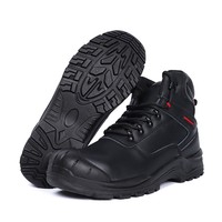 Chaussures de sécurité imperméables noires, bottes de travail à embout d'acier, semelle extérieure en PU pour la construction, l'exploitation minière, l'usine
