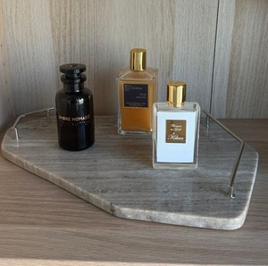 Plateau en marbre au design moderne, finition polie, multifonctionnel, pour parfums, bijoux, pierre décorative, table de toilette, décoration de luxe - Product Image 3