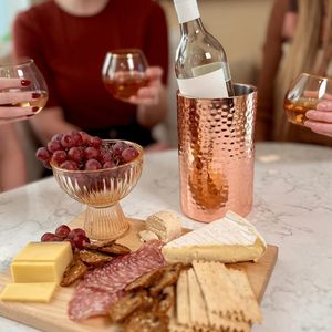 Refroidisseur à vin en cuivre martelé, support pour bouteille de vin, seau à glace en cuivre, manchon de refroidissement pour vin en métal - Product Image 6