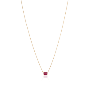 Collier pendentif en or jaune 18 carats avec pierre unique de rubis véritable, de qualité supérieure, délicat et élégant, idéal comme cadeau pour petite amie. - Product Image 1