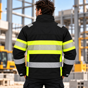 High Visibility Safety Jacket Waterproof Reflective Work Wear <b>Winter</b> Warm Hi Vis Coat with Detachable - Product Image 3