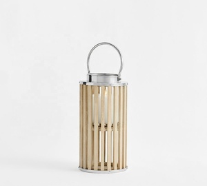 Wholesale Stainless Steel and Wood Candle Holder <b>Lantern</b> Handmade Round Shape <b>Lanterns</b> for Home Decor - Product Image 3