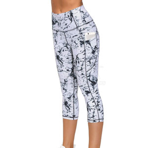 Wholesale Women's Solid <b>Wine</b> Red Capris High Waist Quick Dry Workout Pants with Custom Logo for Gym Use OEM Service - Product Image 5