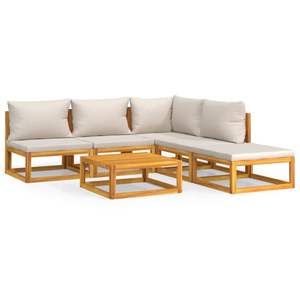 Ensemble de salon de jardin 6 pièces en bois d'acacia massif gris clair - Product Image 2