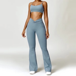 Conjunto Deportivo de Yoga de 2 Piezas para Mujer, con Hombros Descubiertos, de Cintura Alta, Transpirable, Antibacterial y Sin Costuras - Product Image 5