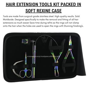 Kit d'outils d'extension de cheveux multicolore avec logo personnalisé outil de boucle de cheveux dissolvant de microbilles et pince à sertir outil de doigt aiguille à coudre - Product Image 5