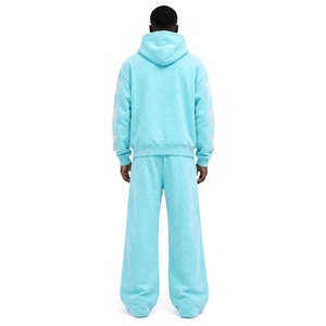 Survêtement à capuche bleu clair à prix abordable, coupe ample, imprimé étoiles, unisexe, décontracté, taille adulte, collection printemps - Product Image 3