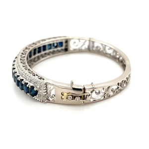 Bracelet jonc en alliage d'argent tibétain avec diamants sertis en canal, plaqué platine/or/argent, bijoux de mariage pour femme - Product Image 3